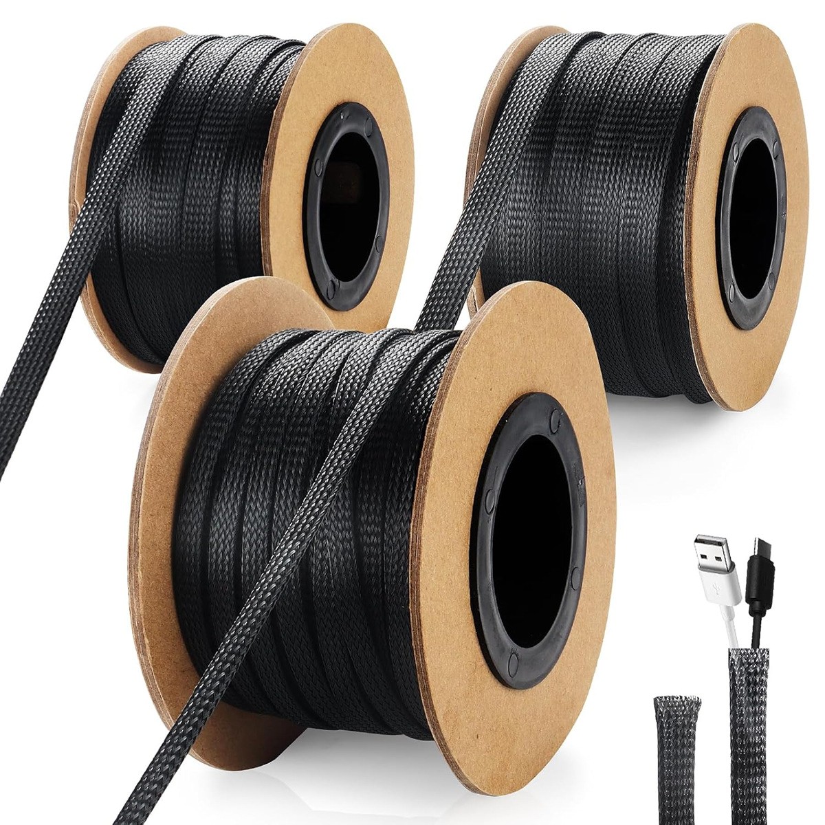 5/10/20M PET Expandable Braided Cable Sleeving Sheathing Wire Loom Tubing Sleeve