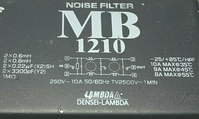 DENSEI-LAMBDA MB1210 NOISE FILTER, 250V 10A