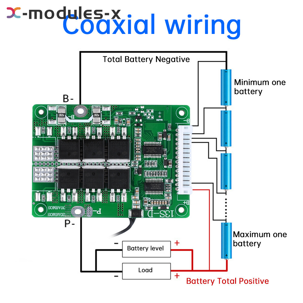13S 48V 20A 30A Same Port Battery Protection Board for 18650 Li-ion Battery