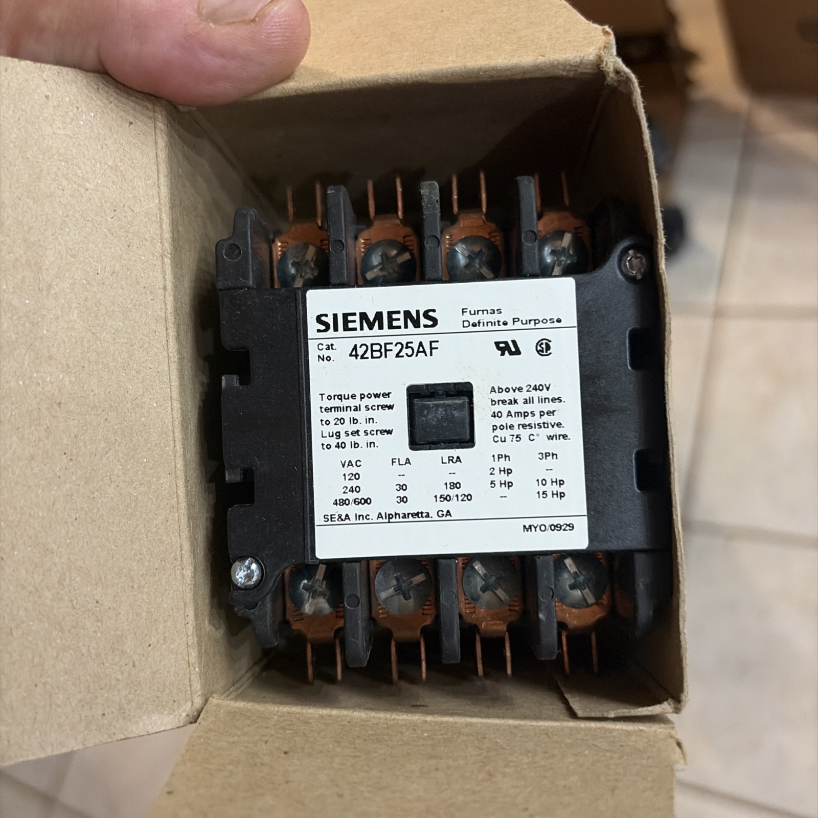 42BF25AF Siemens Definite Purpose Contactor