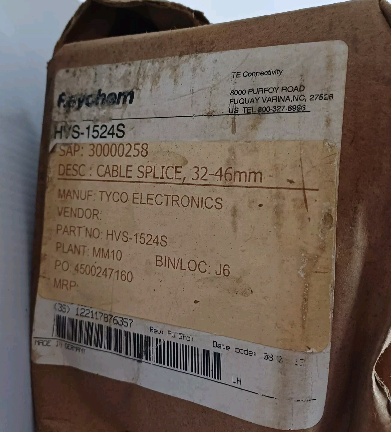 NEW RAYCHEM HVS-1524S CABLE SPLICE 32-46MM GERMANY