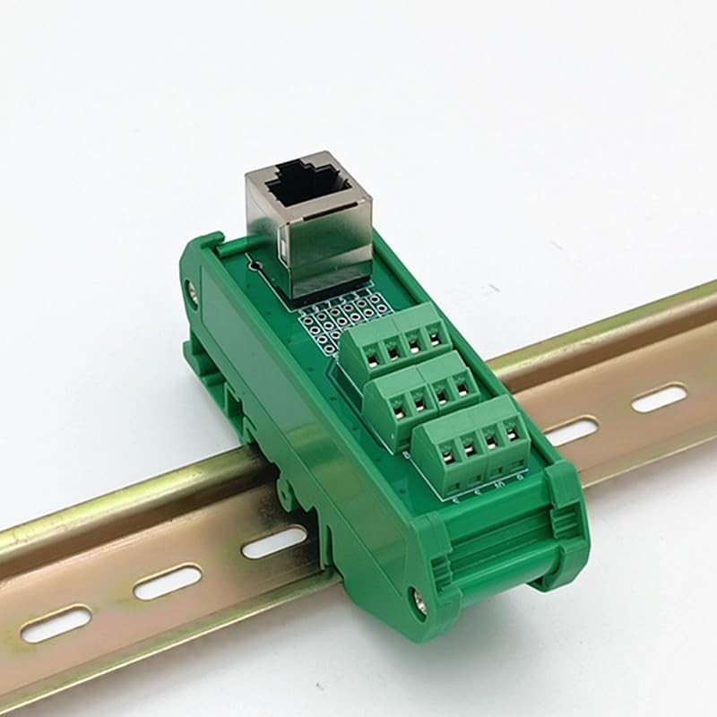 Slim DIN Rail Mount RJ50 10P10C Breakout Board Interface Module