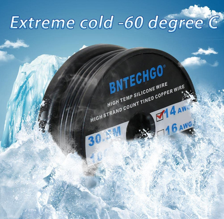 BNTECHGO 14 Gauge Silicone Wire Spool 100 ft Black Flexible 14 AWG Stranded Tinn