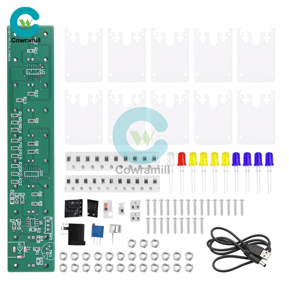 DIY LED Music Spectrum Electronic Kit Crystal Column Audio Display LM339 LM358
