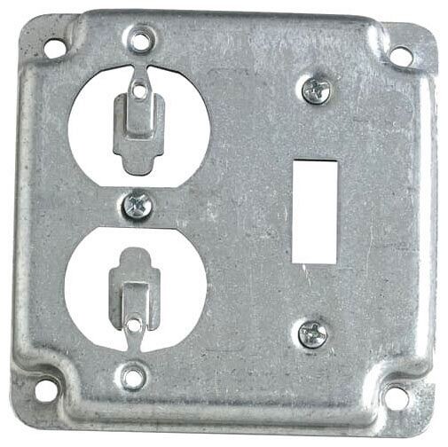 Steel City RS-2, 4″ Box, 1/2″ Rise, 1 Toggle 1 Duplex Receptacle Box Cover, 1 pc