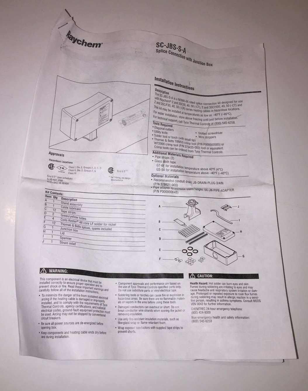 NEW RAYCHEM LIGHTED POWER Splice CONNECTION KIT SC JBS-S-A w/Junction Box