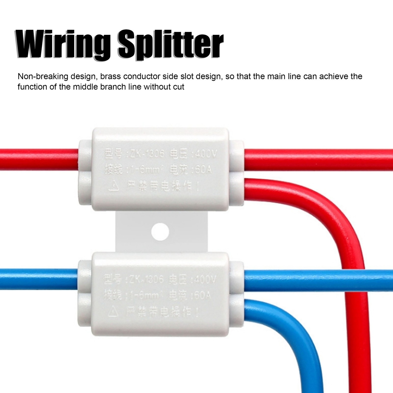 2Pcs High-Power Wiring Splitter Non-Breaking Design Main Function Terminal Block