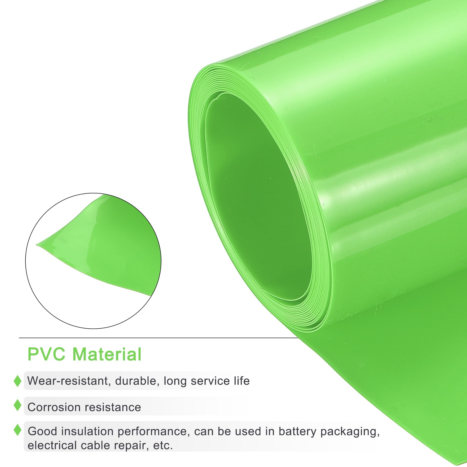 Battery Wrap Heat Shrink Tubing 35mm Dia 55mm Flat 8 Feet Fruit Green