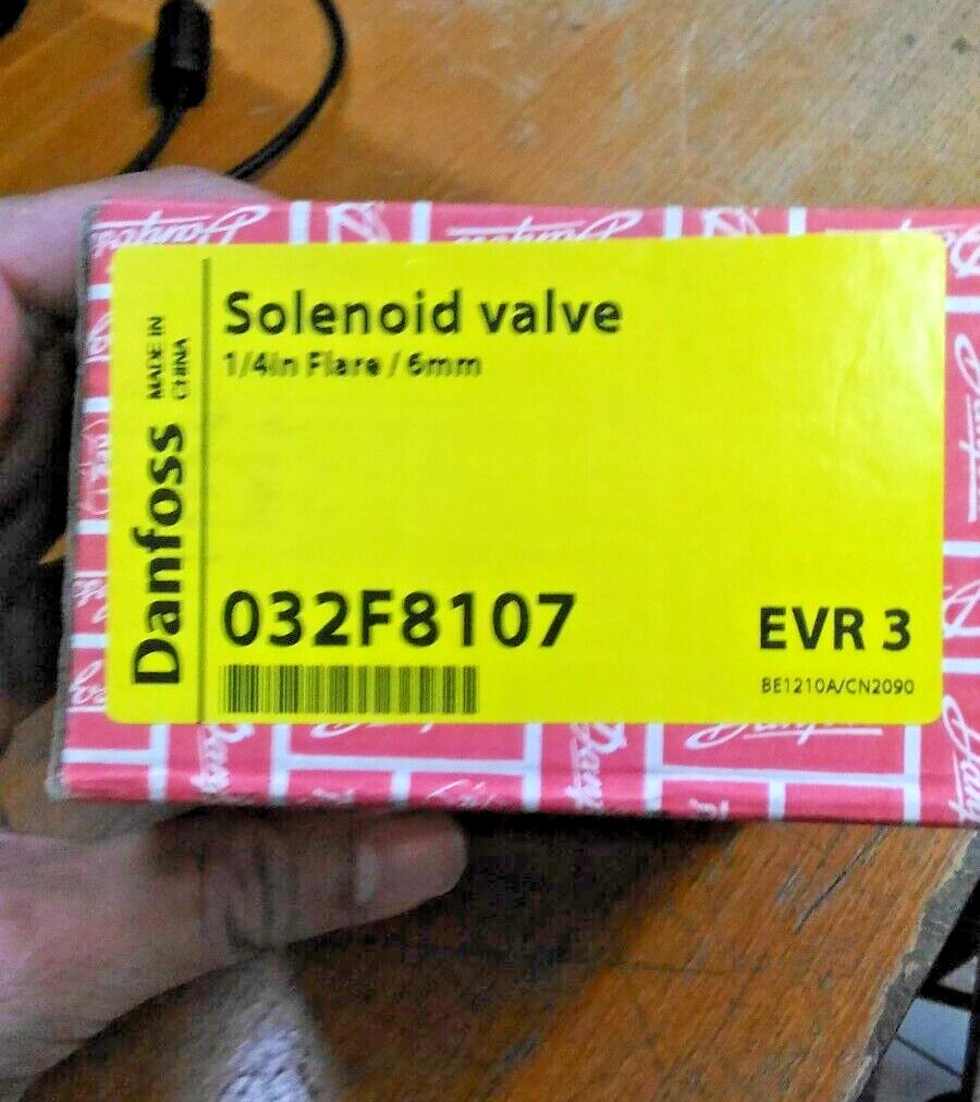 2PCS LOT – Danfoss 032F8107 Solenoid valve, EVR 3, Flare, 1/4 in- Brand New