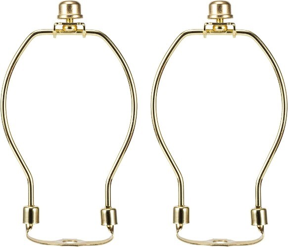 Polished Brass 6 Inch Lamp Harp Kit, 3/8 Inch Saddle Base Holes, Light Duty