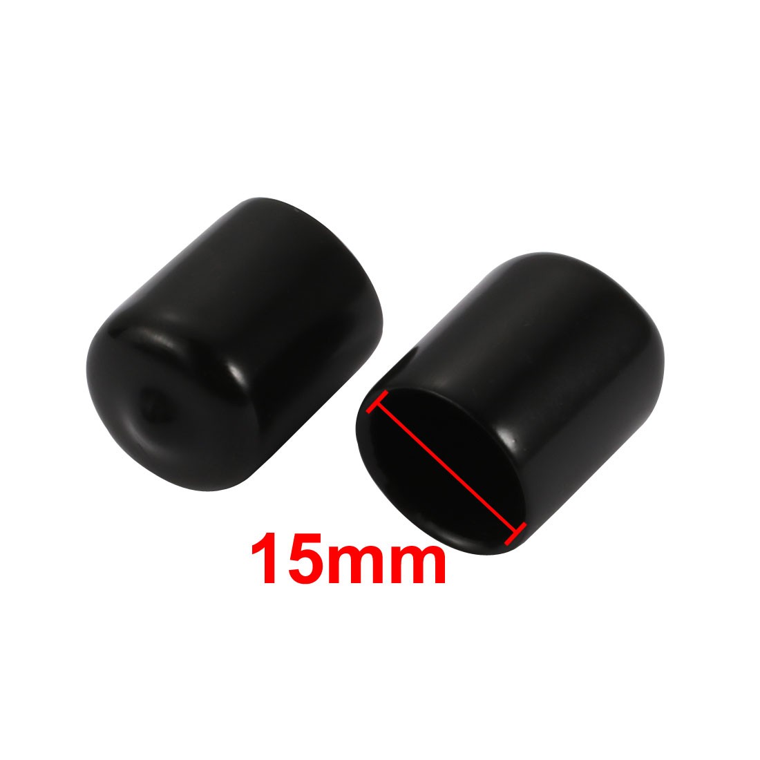 5Pcs 15mm Inner Dia PVC Flexible Vinyl End Cap Screw Protector Cover Black