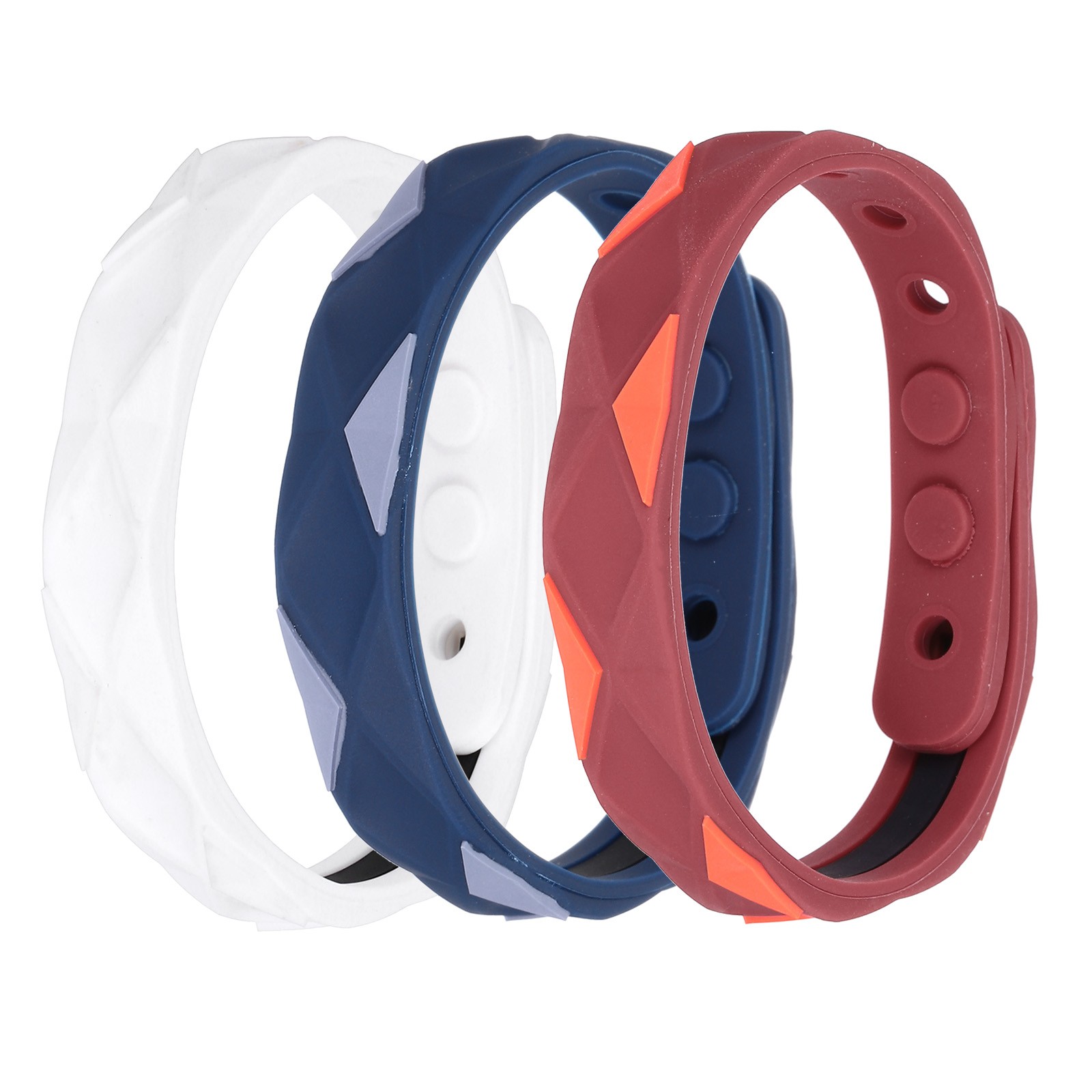3PCS 0.5″x9″ Silicone Adjustable Anti Static Bracelet Red Blue White