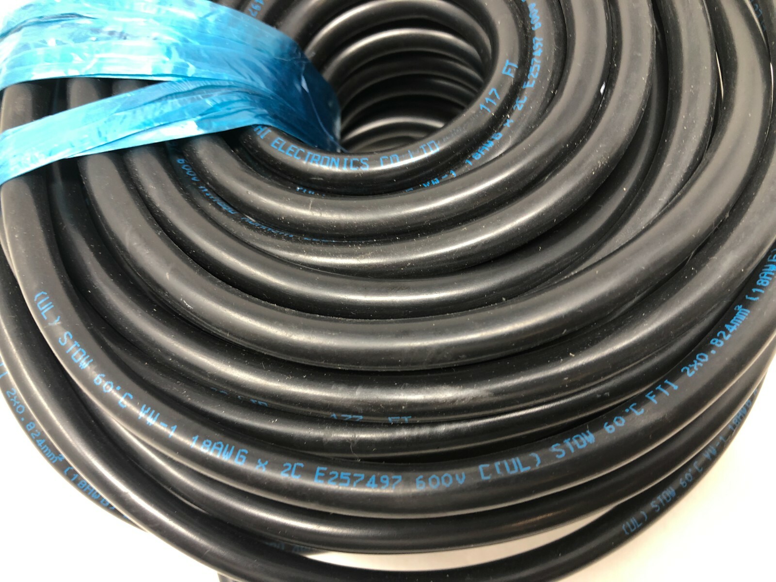 Blue Square STOW 60C VW-1 18AWG 2C E257497 600V 100′ LED Pool Cable ONLY