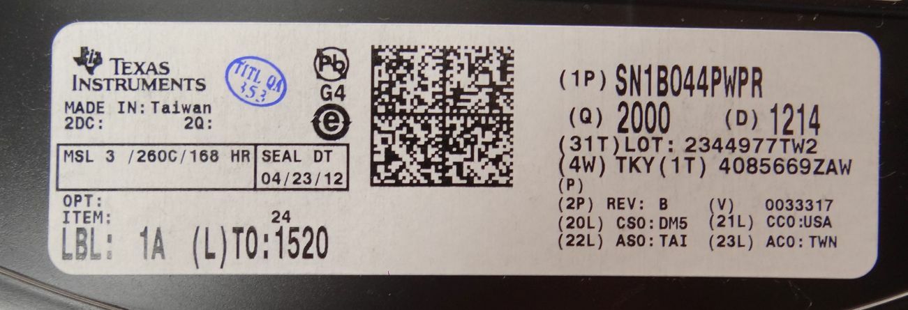 2000 Count Texas Instruments IC Chips SN1b044pwpr Rev B