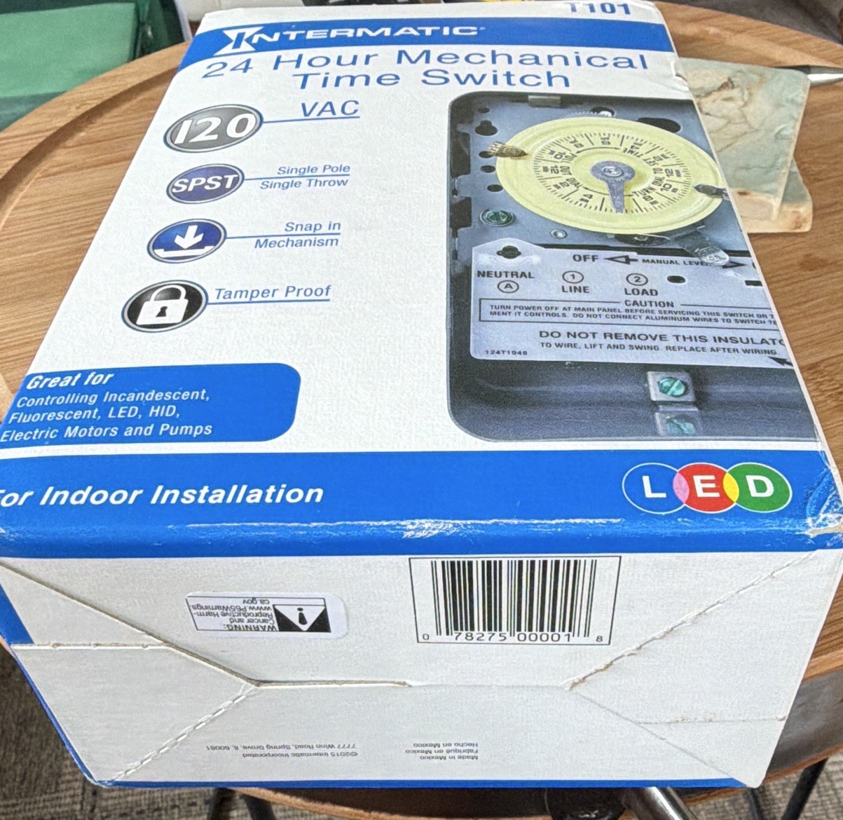 Intermatic T101 24 Hour Mechanical Time Switch 120VAC SPST Single Pole