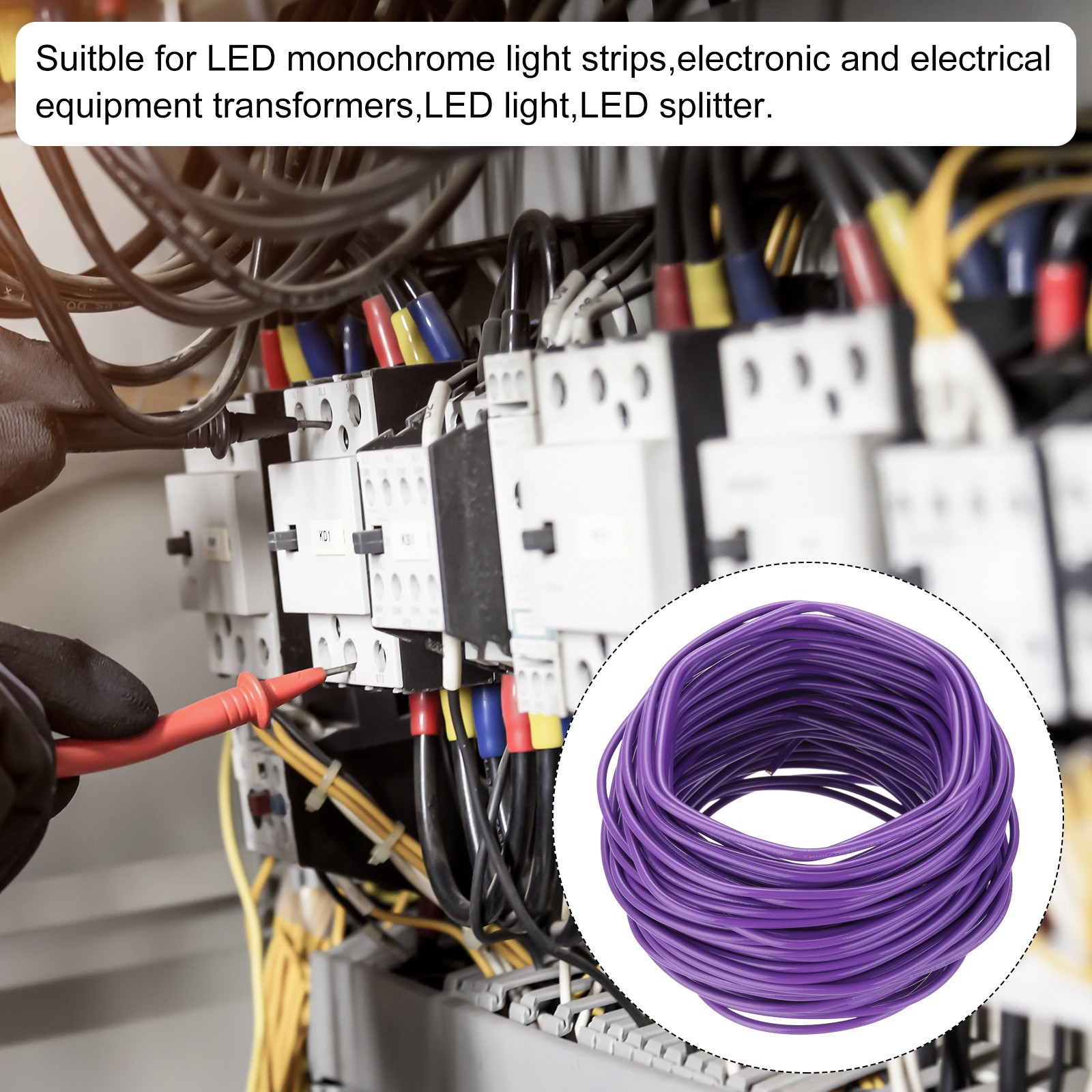 75 Feet Electrical Wire Insulated Solid Copper 12 AWG THHN Wire UL listed,Purple