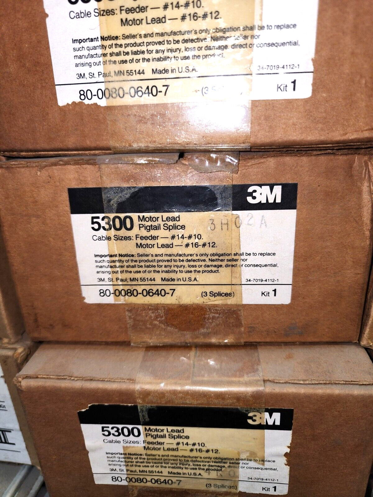 3M 5300 Motor Lead Pigtail Splice Kit #14-10 Feed #16-12 (3 Splices)