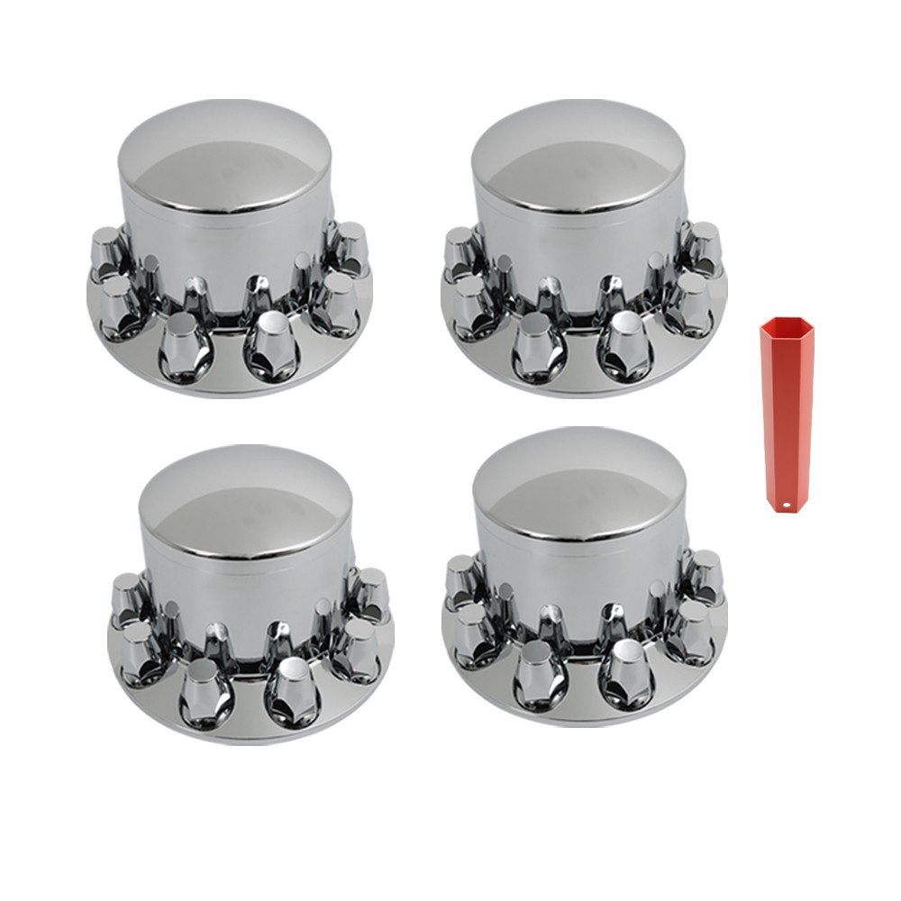ABS Plastic Set of 4 Rear Chrome Wheel Axle Hub Cover Kit Semi 33MM Nut Covers