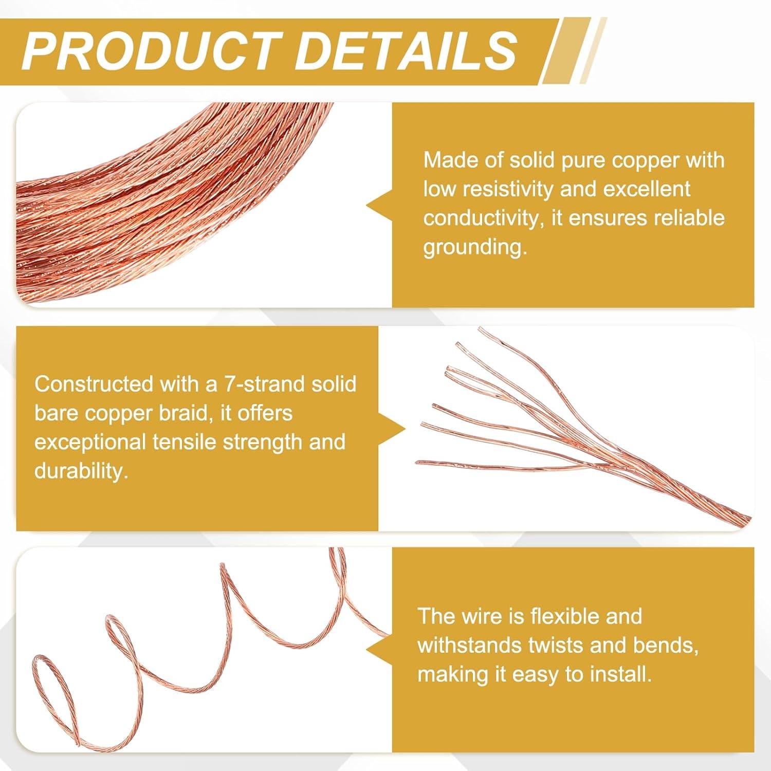 Uxcell 18 Gauge 100 Ft Bare Copper Ground Wire for Electrical Applications