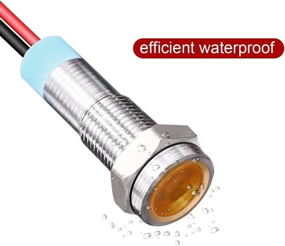 10pcs 6mm Waterproof Wired LED Indicator Light AC/DC 12-24V (Yellow)