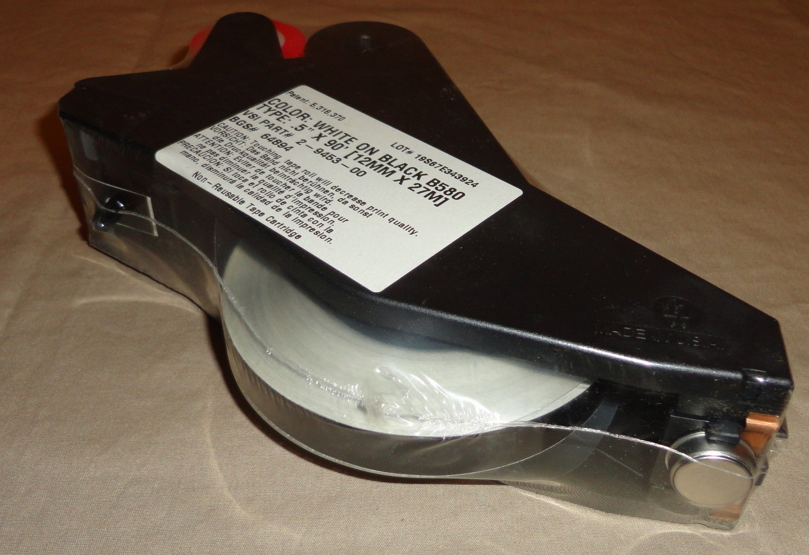Lot of 2 Brady 64894 Indoor Outdoor Vinyl Tape B-580 White on Black 1/2″ NEW