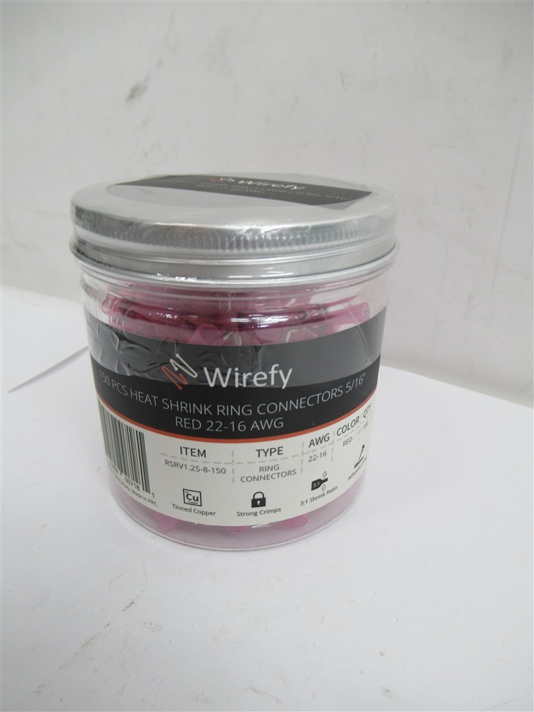 Wirefy 150PCS Heat Shrink Ring Connectors 5/16″ Red 22-16 AWG