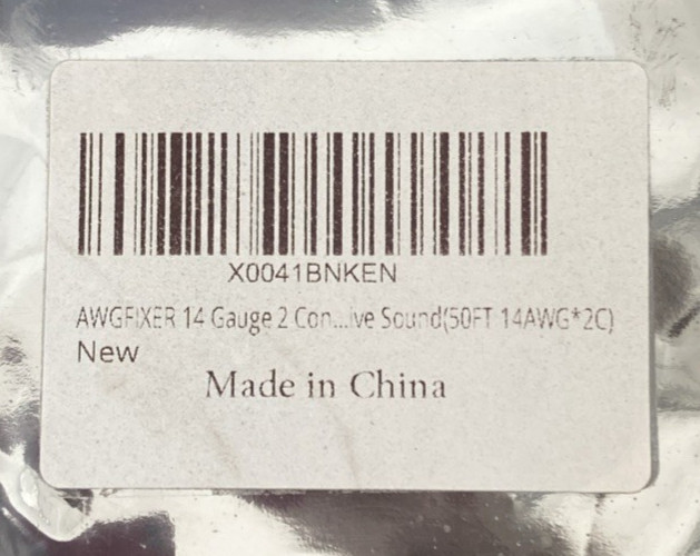 Baohing AWM Style 2464 300v 80 C 14 AWG 2 Conductor Stranded Copper 50 feet