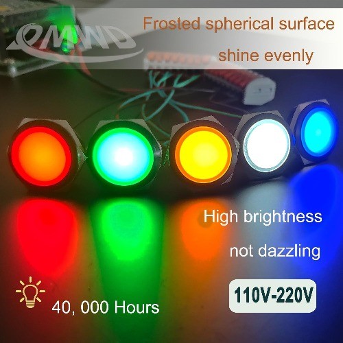 16mm 110VAC 125VAC Metal Indicator Light Waterproof IP67 Single Lamp LED
