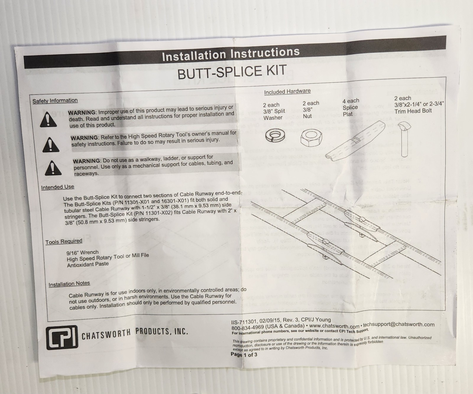 BUTT SPLICE KIT, 1-1/2″ IN STRINGER,GC-11301-001 ( ONLY SALE BOX OF 6 BAG )