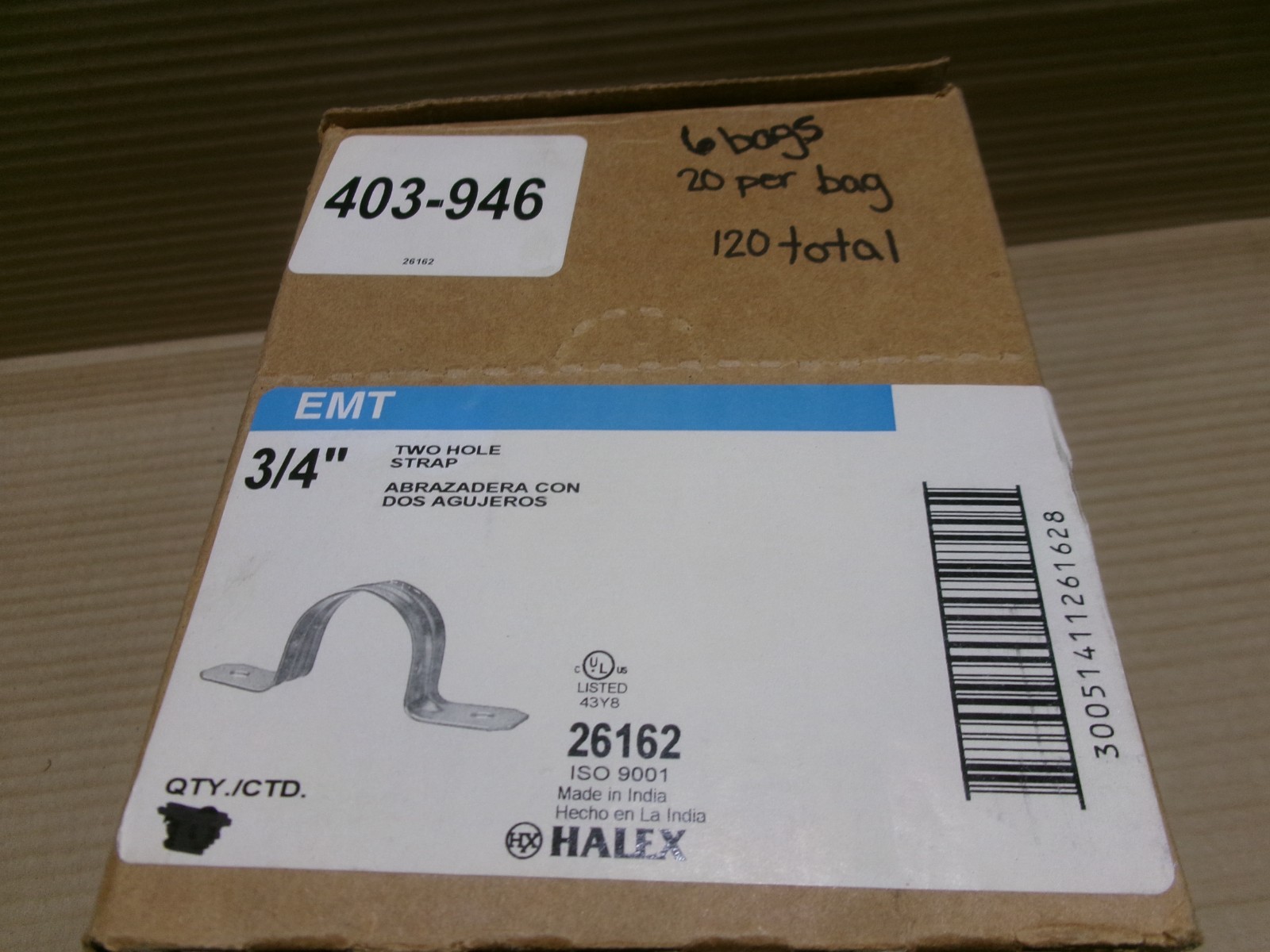 New Box of 6 Halex 26162 (20 Per Bag) 3/4″ Two Hole Strap AK