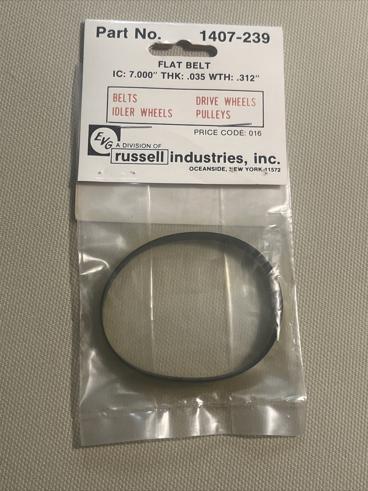 1 Each ~ 1407-239 ~ EVG Russell ~ Flat Belt IC:7.000″ THK: .035 ~ JVC and Others