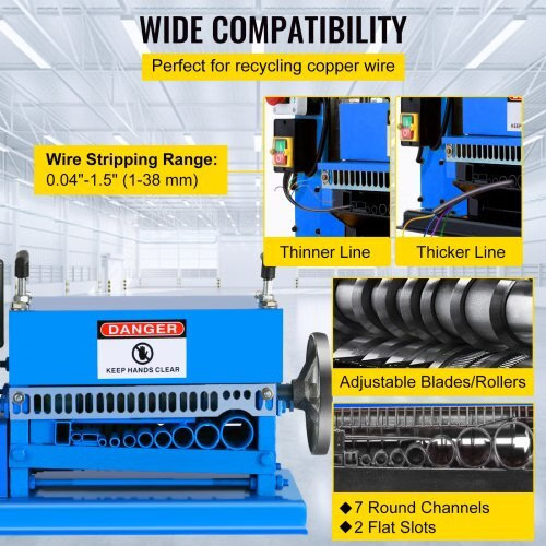 1.5-40MM Electric Cable Stripping Machine 370W, Efficiently Strips Various Metal