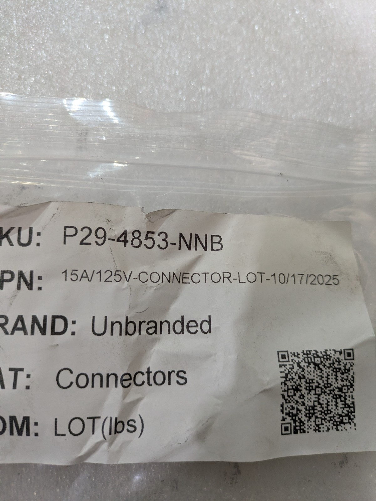 UNBRANDED CONNECTOR 15A/125V-CONNECTOR
