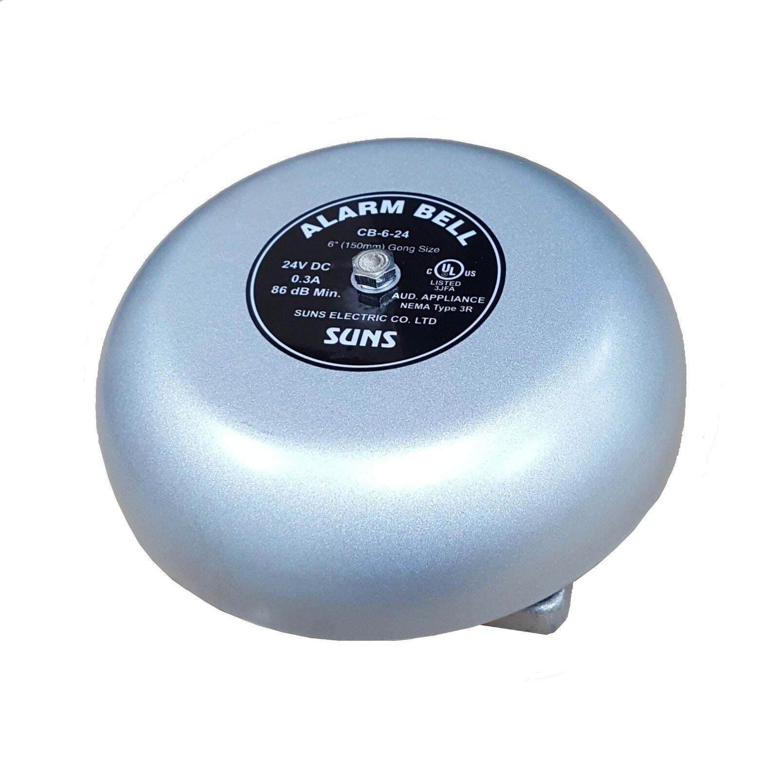 SUNS CB-6-24 Gray 24V Alarm Bell 6 Inch 24 Volt DC (6″ in 24 VDC)