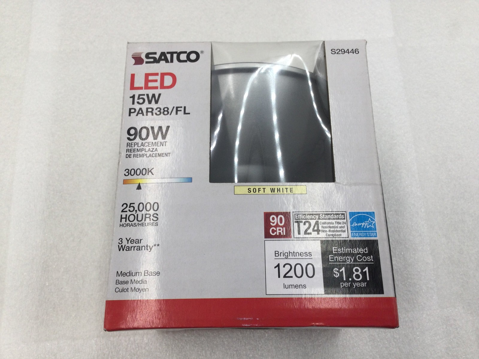 Satco S29446 PAR38/FL 15W LED Bulb