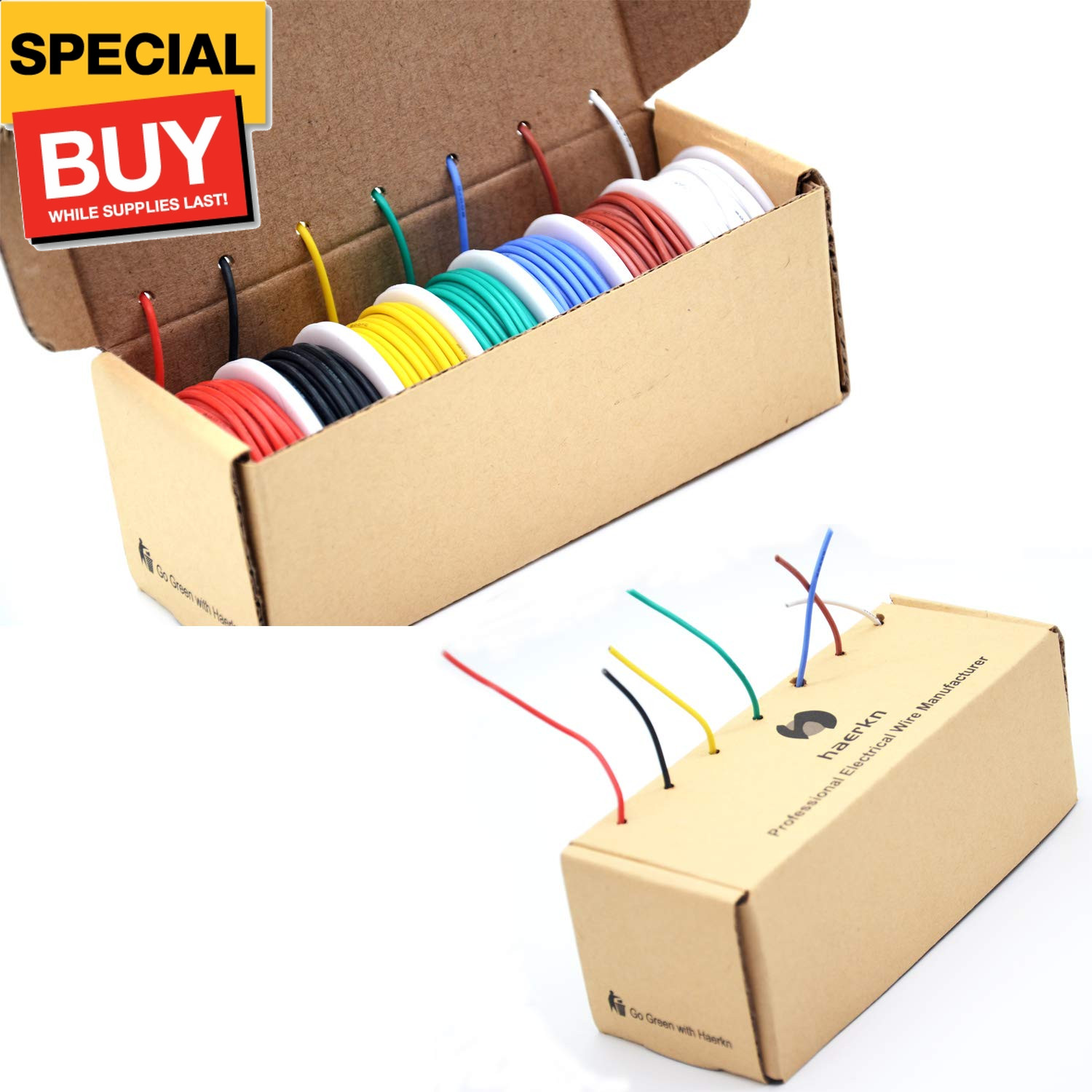 26 awg Silicone Electrical Wire Cable 7 Colors (33ft Each) 26Gauge Hookup Wires