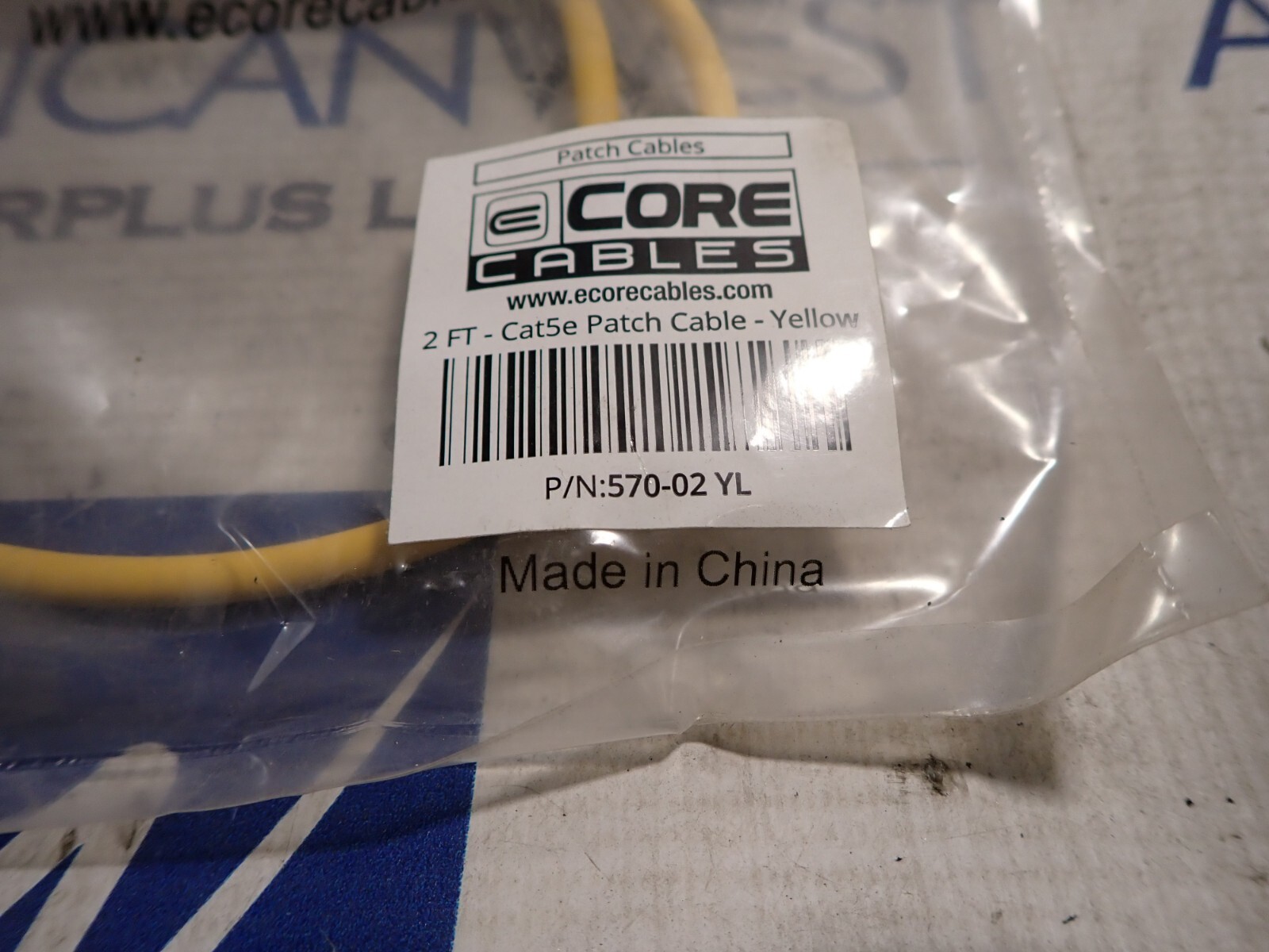 New Core Cables 570-02 YL 2 FT Cat5e Ethernet Patch Cable 4 Pair UTP 24 AWG