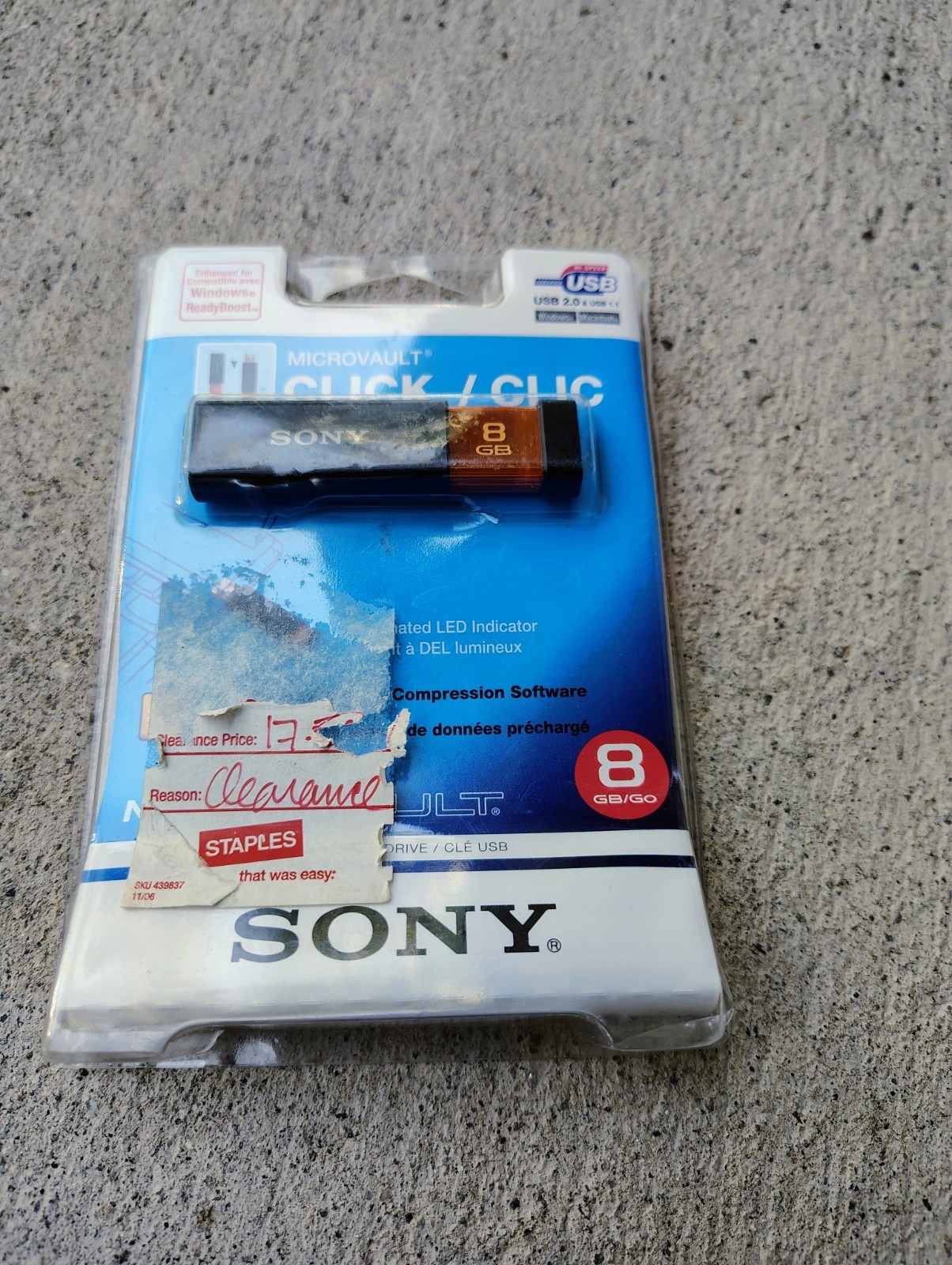 USM8GL – SONY – USB 2.0 FLASH DRIVE – MICROVAULT CLICK – 8GB