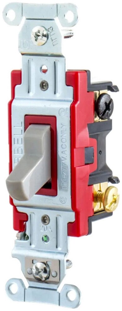 Hubbell 1223GY, 120/277 VAC, 20 A, Gray Toggle, 3-Way, Toggle Switch, 1 pc