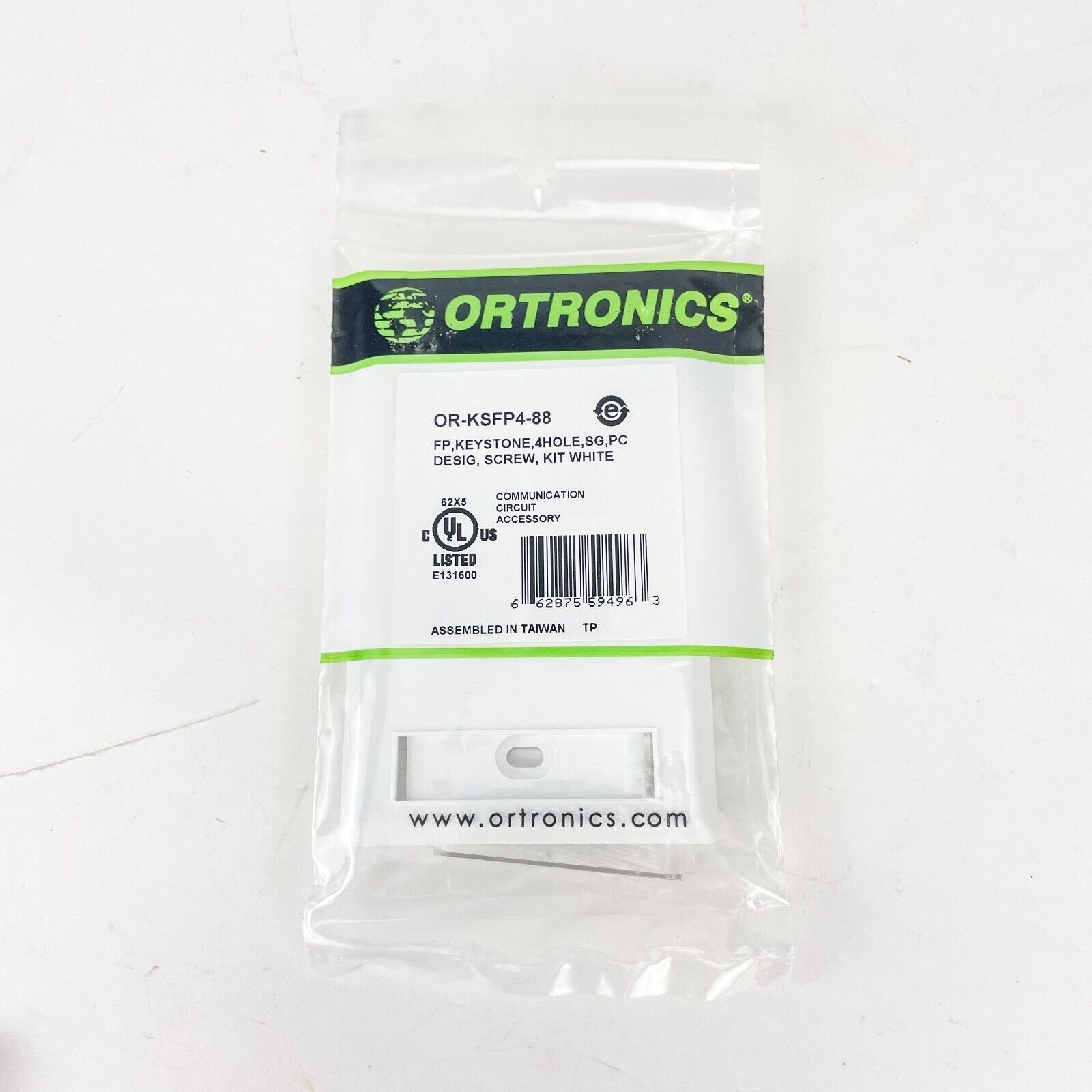 Ortronics OR-KSFP4-88 Single Gang Plastic Faceplate 4 Hole White Lot of 20 NEW