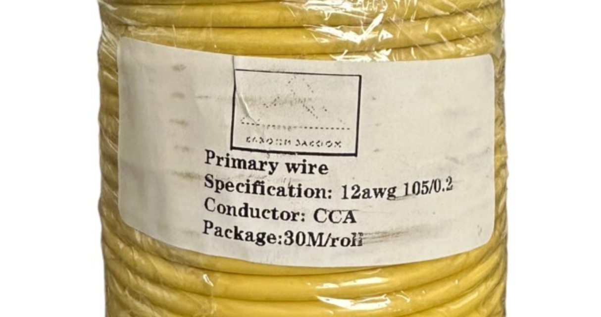 Electrical Primary Wire Spool 12 AWG 105/0.2 CCA Conductor 30M Roll Copper YELLO