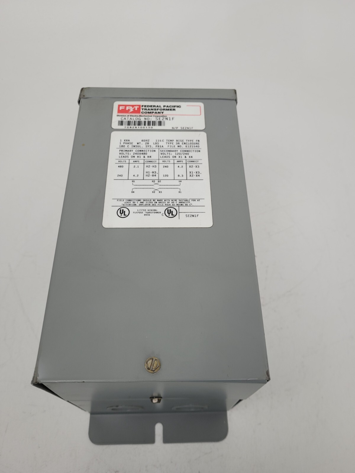 SE2N1F Federal Pacific Transformer 1KVA 60 Hz 1 Phase – Next Day Option – New