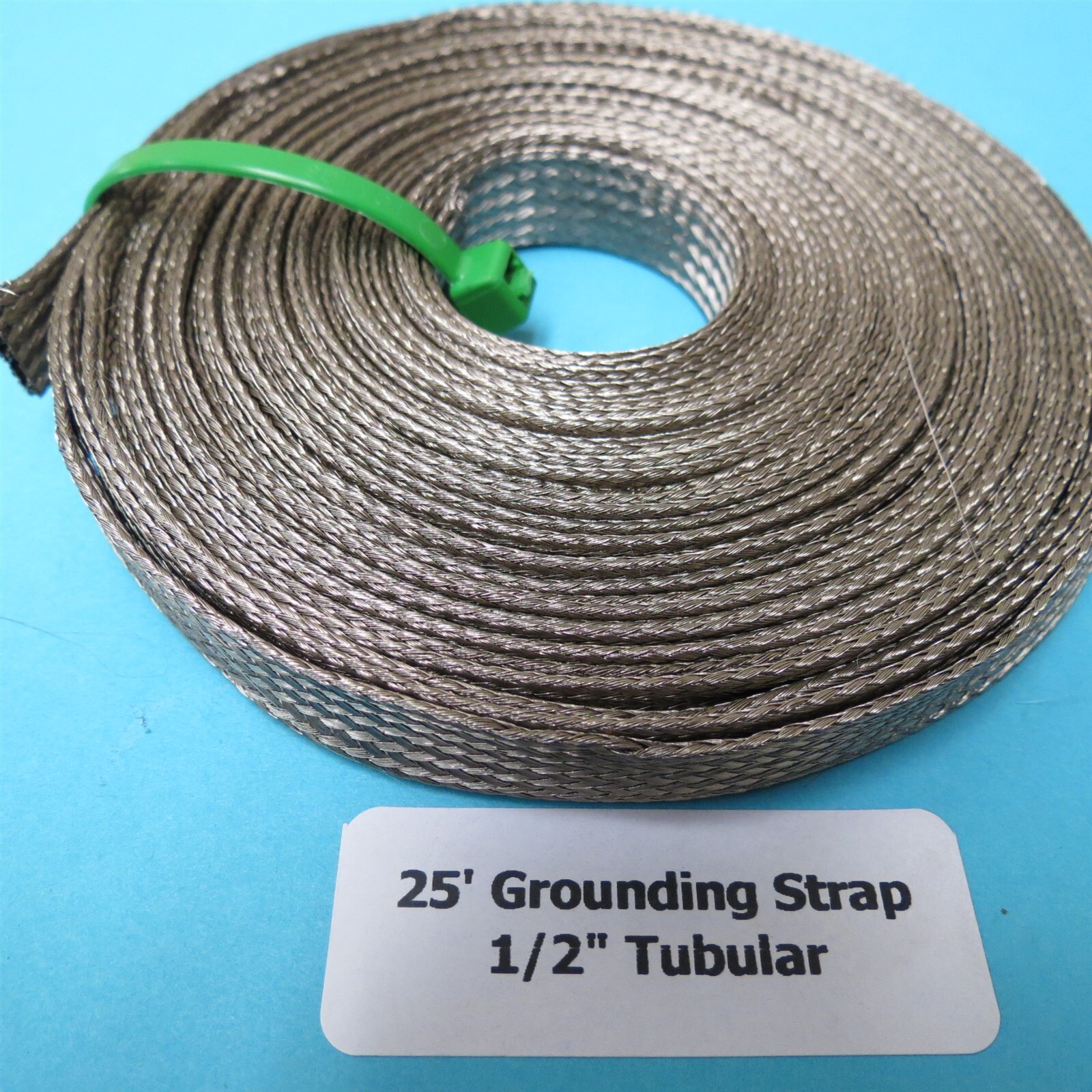25 Feet 1/2″ Braided Grounding Tinned Copper Mesh Tubular Braid Strap Shielding