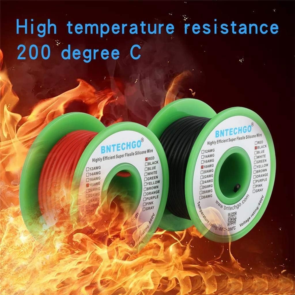 18 Gauge Silicone Wire Spool red 25ft and Black 25ft Flexible 18 AWG Stranded…