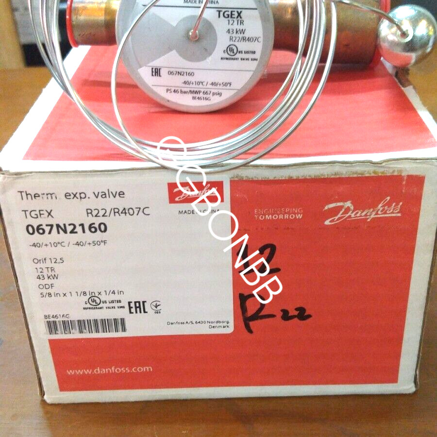 1PC- Danfoss 067N2160 Thermostatic expansion valve, TGE, R22/R407C- Brand New