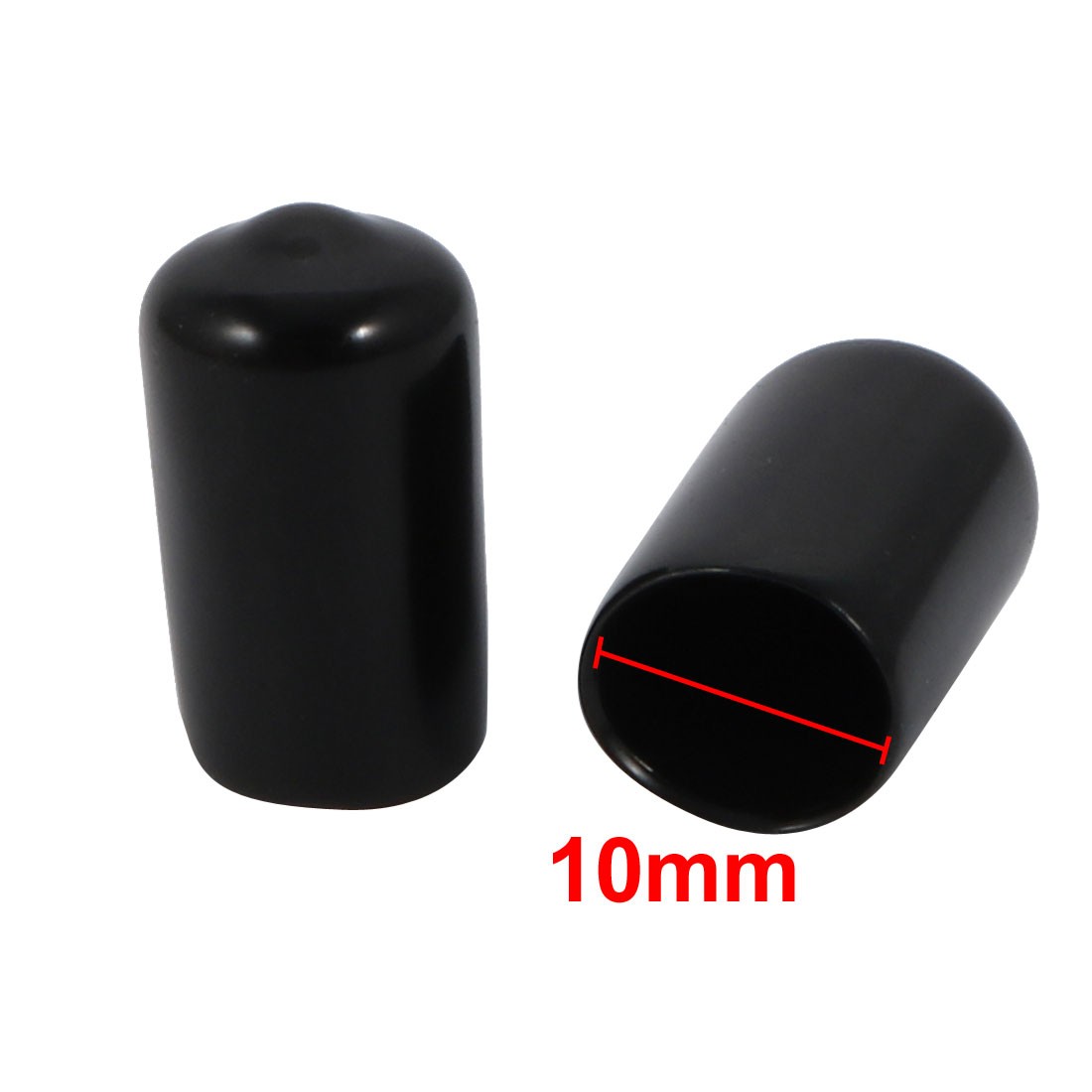 100 Pcs 10mm Inner Dia PVC Vinyl End Cap Bolt Screw Thread Protector Black