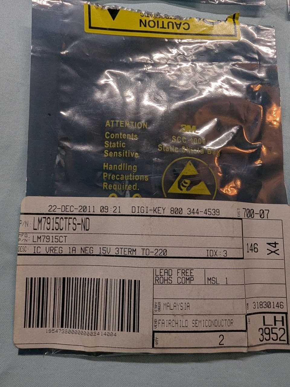 Lot of 4 Digi-Key Semiconductor Bags LM7915 LM7818 LM7918 NZX5V1A RE