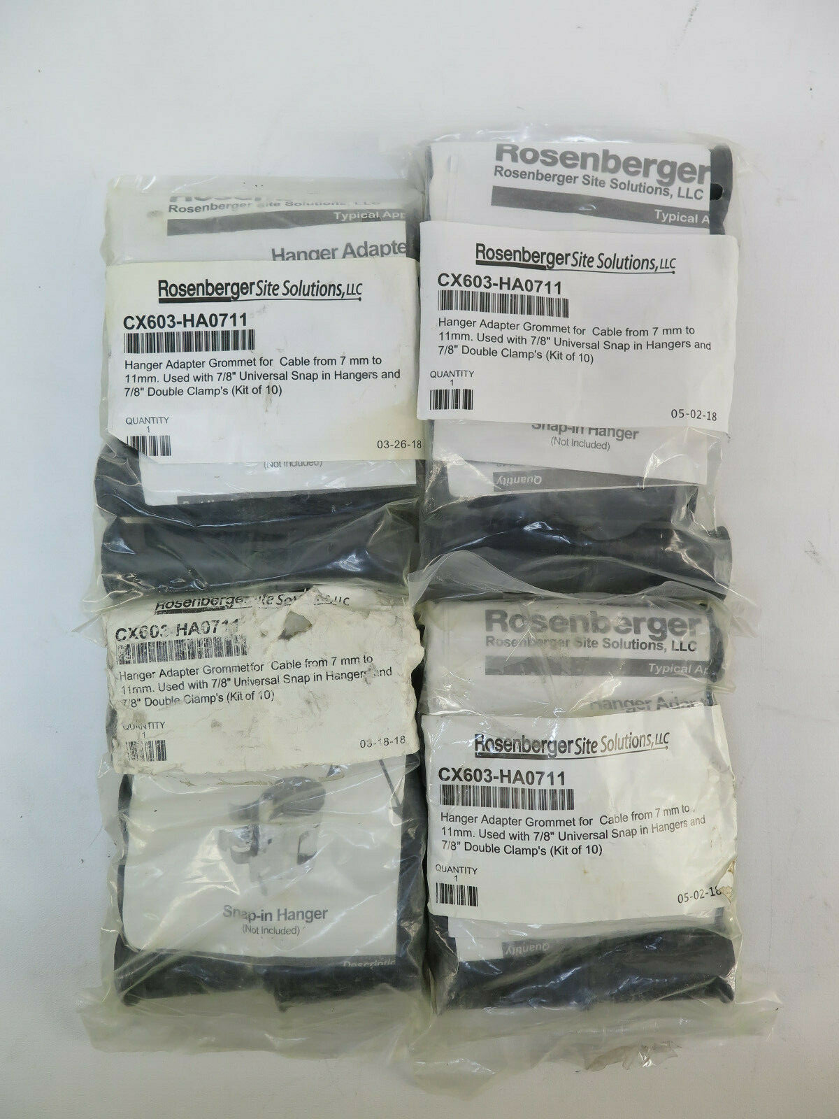 ***4 Bags, 40 Total*** Rosenberger CX603-HA0711 Grommet 7-11mm, for 7/8 Hanger