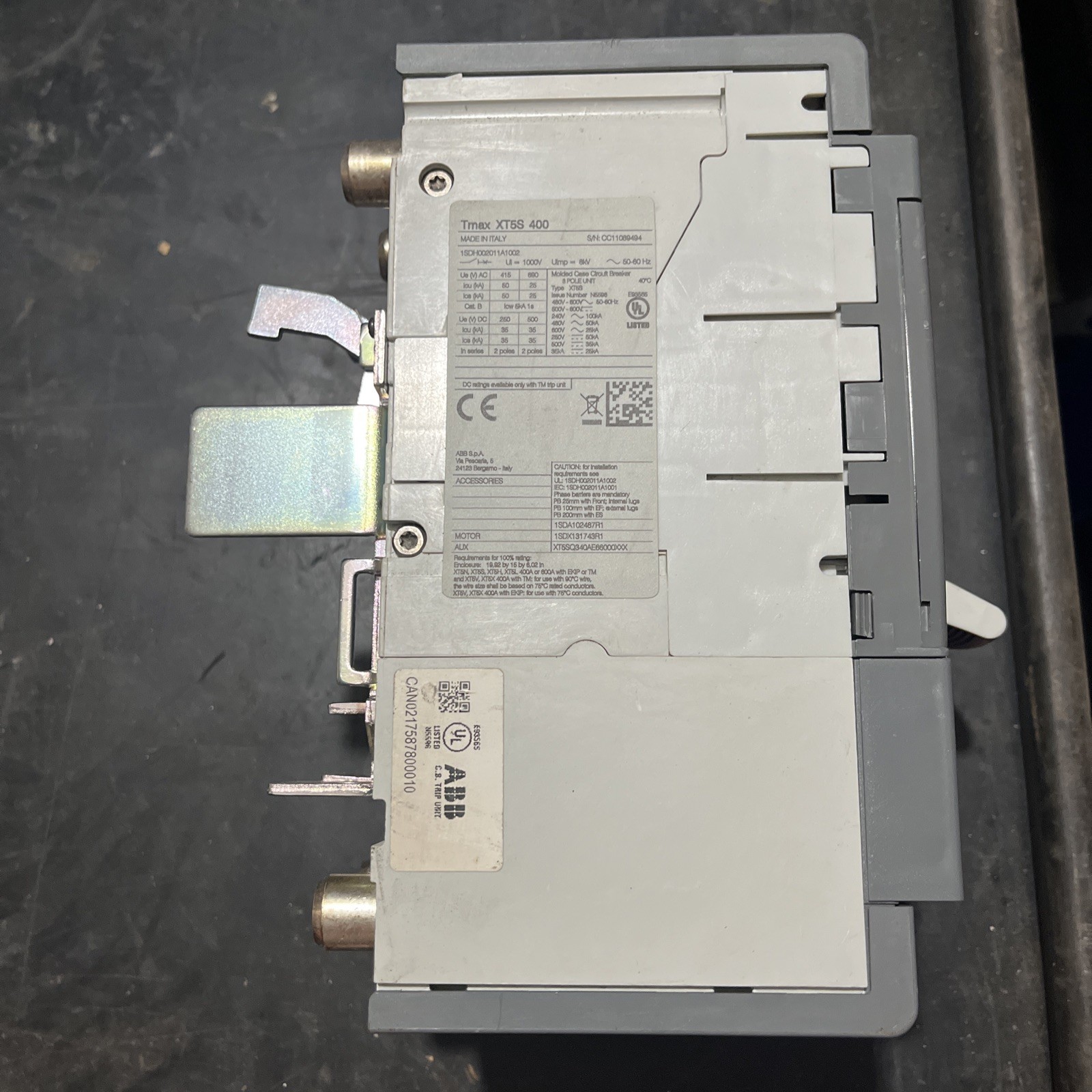 ABB Sace Tmax XT5S 400 3 Pole Unit Circuit Breaker, Used