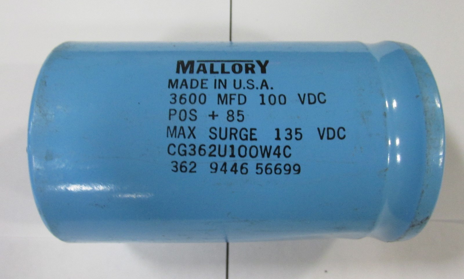 Mallory Battery 3600 MFD 100vDC 71050LR